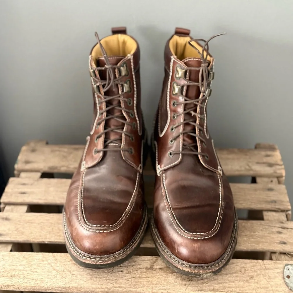 Johnston‎ & Murphy Barrett Moc Toe boots in brown leather Size 11.5 A32